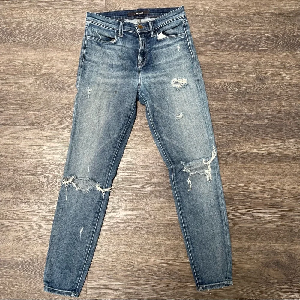 J Brand Light Blue Distressed Jeans Alana Size 24 - Picture 3 of 10